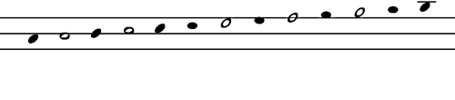 Chromatic scale from C to C in Express Stave, 6-6 Jazz Font by John Keller