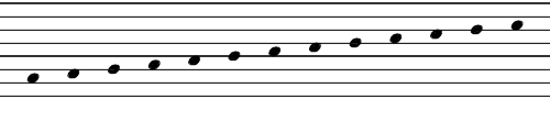 Chromatic scale from C to C in Lautus Notation by Bruce Allen Dickey